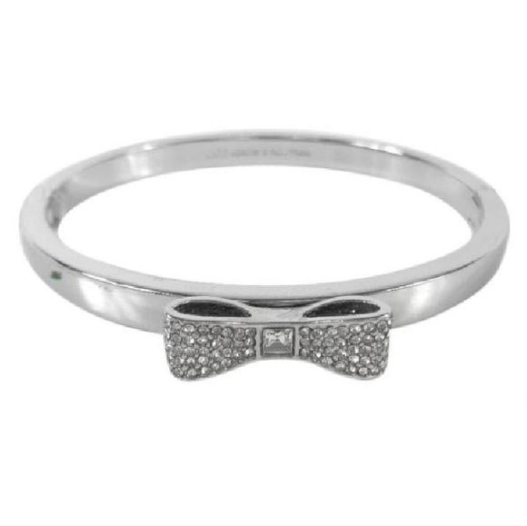 Kate Spade Ready‎ Set Bow Silvertone Crystal Bangle Bracelet - Picture 1 of 11